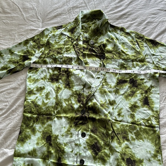 Green Coverup Long Sleeve collared shirt Swimsuit ButtonDown - Picture 11 of 12